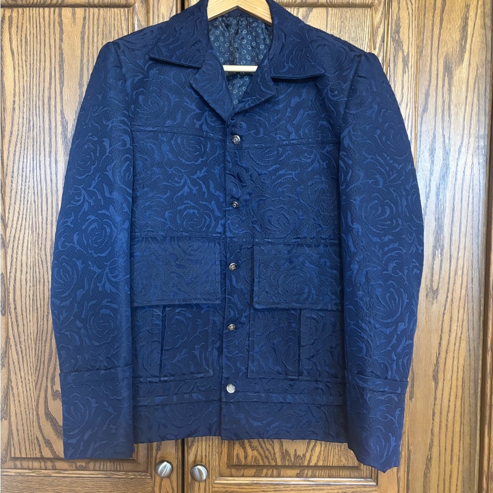 Men's unique Blue Patterned Jacket size medium
